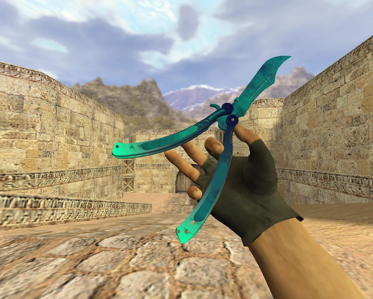 Нож-бабочка «Синее море» v_knife p_knife w_knife для CS 1.6: звук, анимация осмотра, качество текстур - скриншот 1
