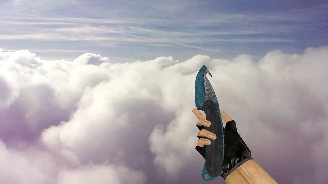 Модель ножа Gut Knife Bark Beetle Blue для CS 1.6: v_model, p_model, w_model, звуки и анимация осмотра - скриншот 1