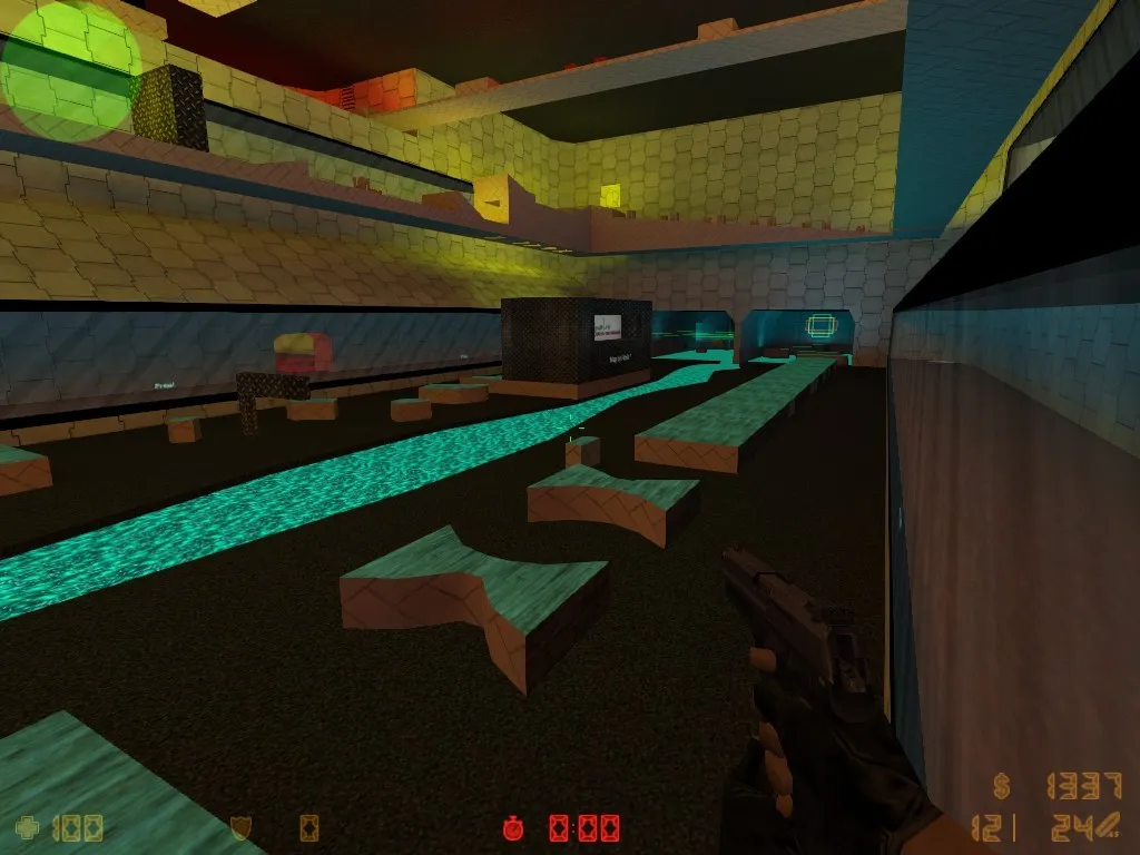 Карта deathrun_collor_fg для CS 1.6: тактика за CT и T, точки, .nav, оптимизация wpoly/epoly, без вирусов - скриншот 1