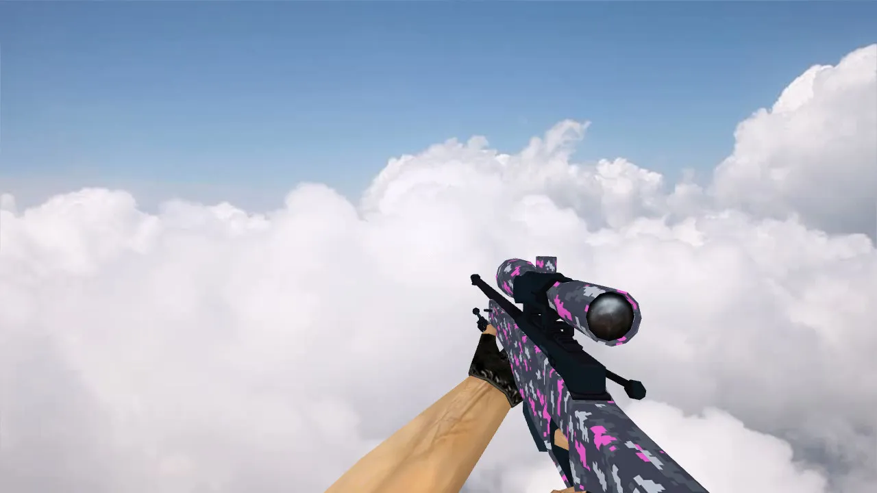 AWP Пиксельный камуфляж Розовый для CS 1.6 - Уникальная модель - скриншот 3