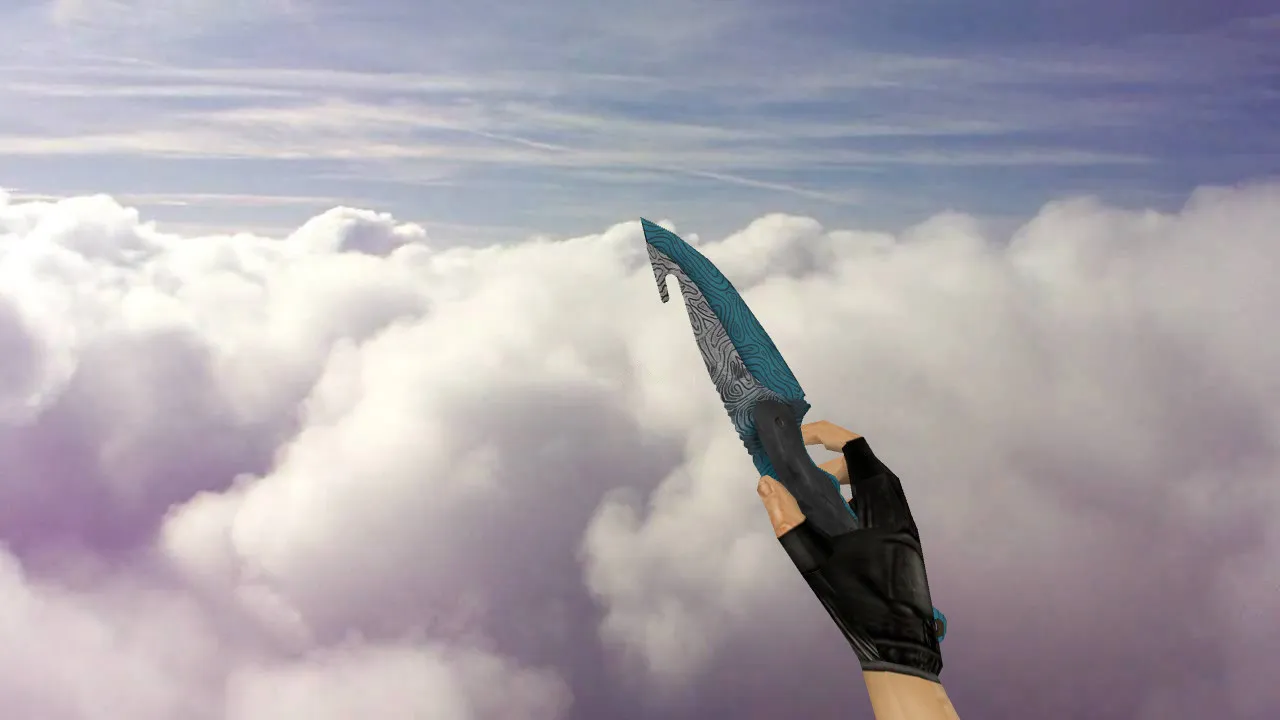 Модель ножа Gut Knife Bark Beetle Blue для CS 1.6: v_model, p_model, w_model, звуки и анимация осмотра - скриншот 2