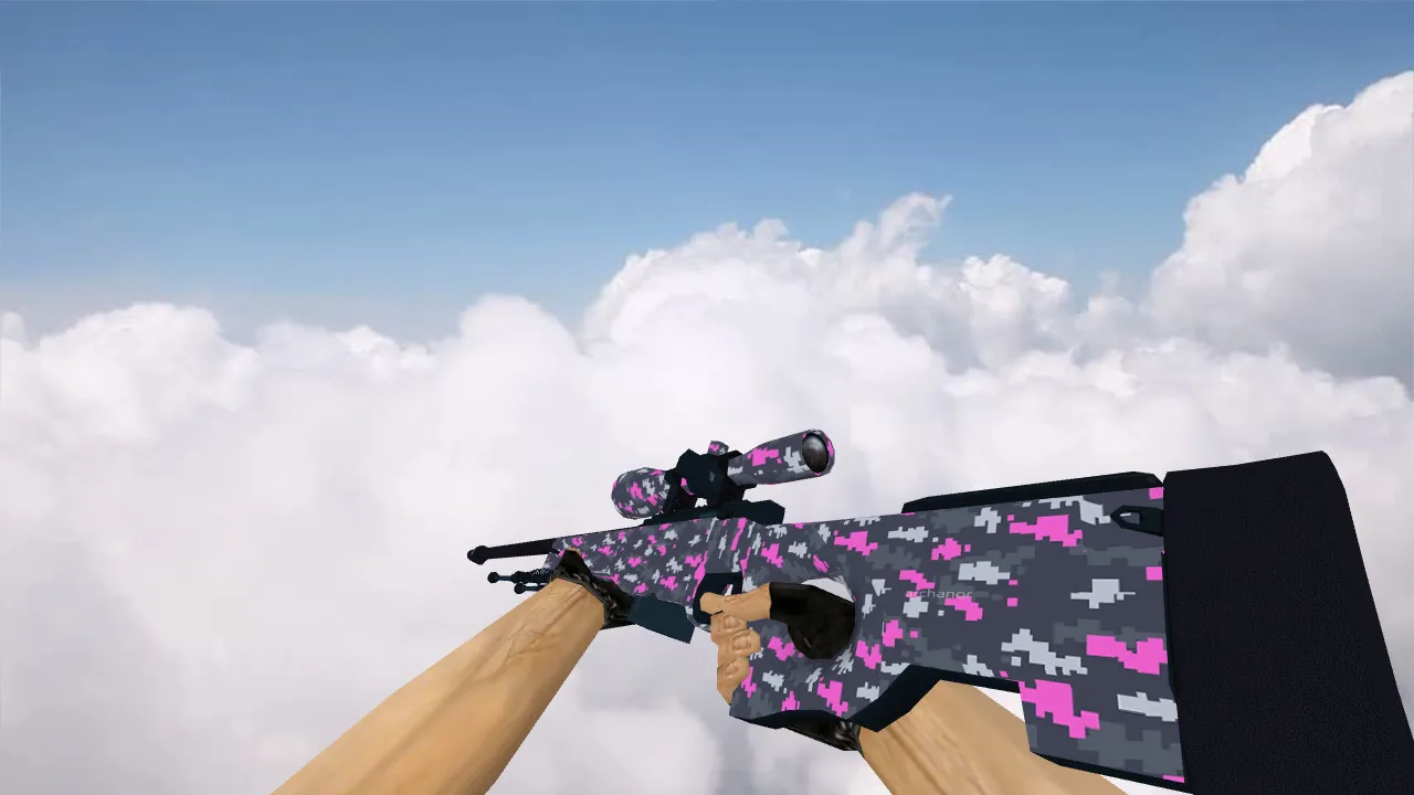 AWP Пиксельный камуфляж Розовый для CS 1.6 - Уникальная модель - скриншот 1