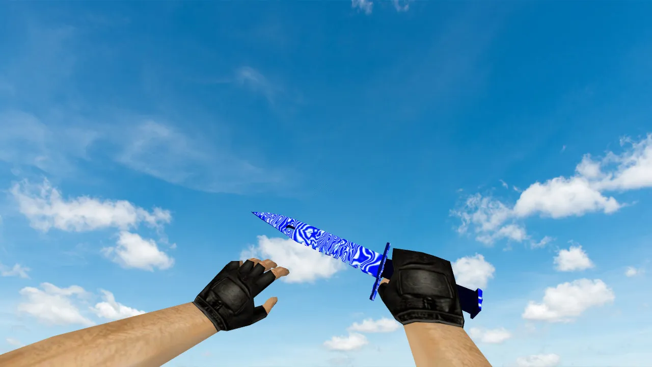 Модель ножа Штык-нож M9 «Дамасская сталь» Blue для CS 1.6: v_ p_ w_, звуки, анимация осмотра и текстуры - скриншот 3