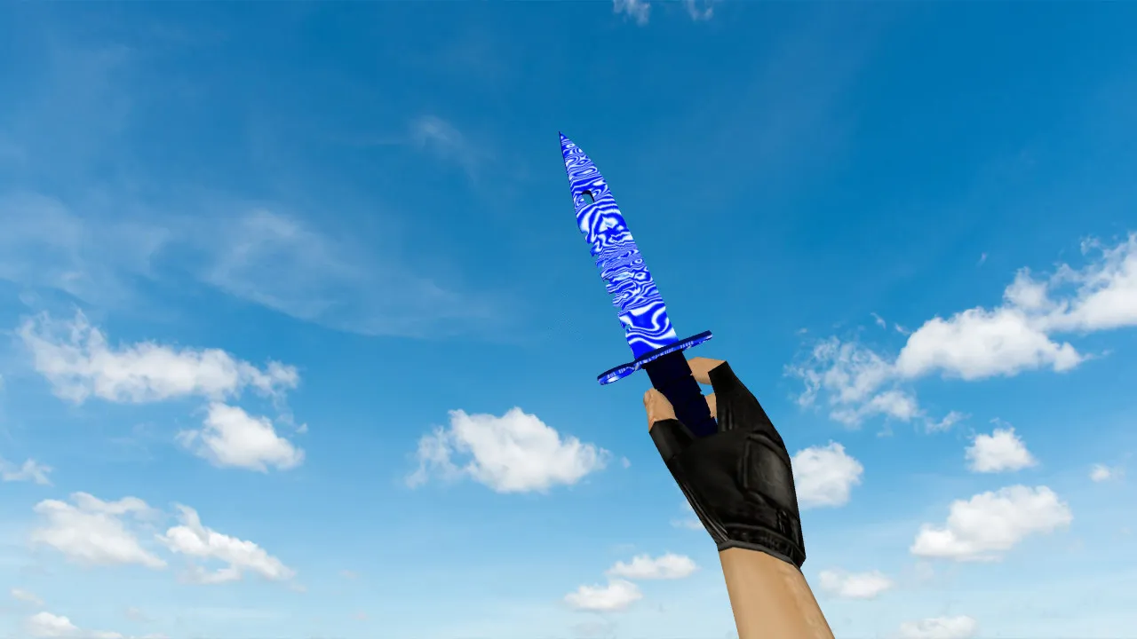 Модель ножа Штык-нож M9 «Дамасская сталь» Blue для CS 1.6: v_ p_ w_, звуки, анимация осмотра и текстуры - скриншот 2