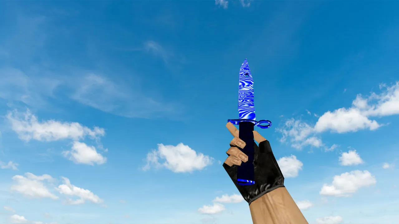Модель ножа Штык-нож M9 «Дамасская сталь» Blue для CS 1.6: v_ p_ w_, звуки, анимация осмотра и текстуры - скриншот 1