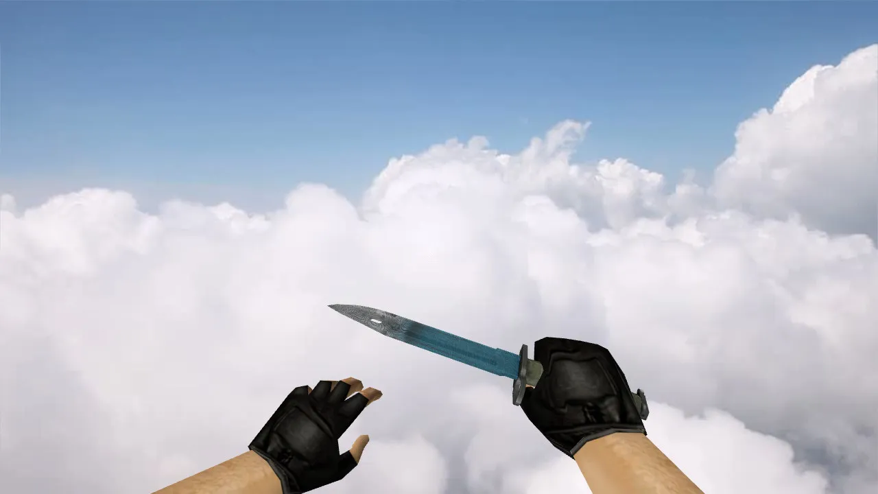 Нож «Bayonet Bark Beetle Blue» v_ для CS 1.6: p_ и w_ модели, анимации осмотра, звуки, текстуры — скриншот 3