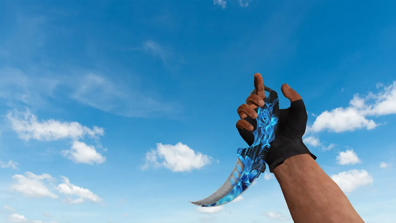 Модель ножа Karambit Blue Flame (v_knife) для CS 1.6: звуки, анимация осмотра, качество текстур - скриншот 1