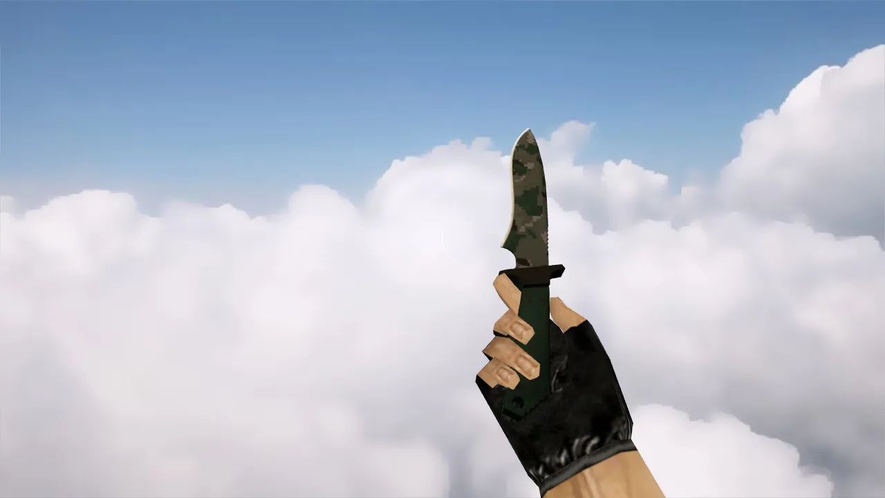 v_knife_ классический нож пиксельный камуфляж лес для CS 1.6: модель, звуки, анимация осмотра - скриншот 3