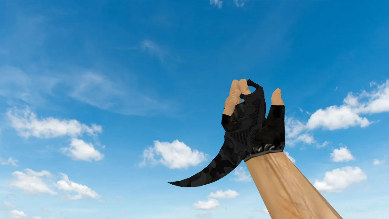 Модель ножа Karambit Black Camo v_ для CS 1.6: p_ w_ модели, звуки, анимация осмотра - скриншот 1