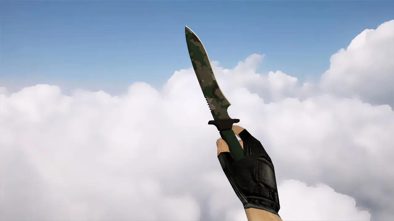 v_knife_ классический нож пиксельный камуфляж лес для CS 1.6: модель, звуки, анимация осмотра - скриншот 4