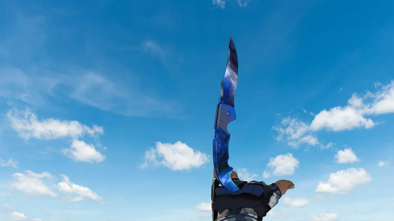Falchion Doppler Blue нож v_model для CS 1.6: звуки, анимация осмотра, качество текстур и точность модели - скриншот 1