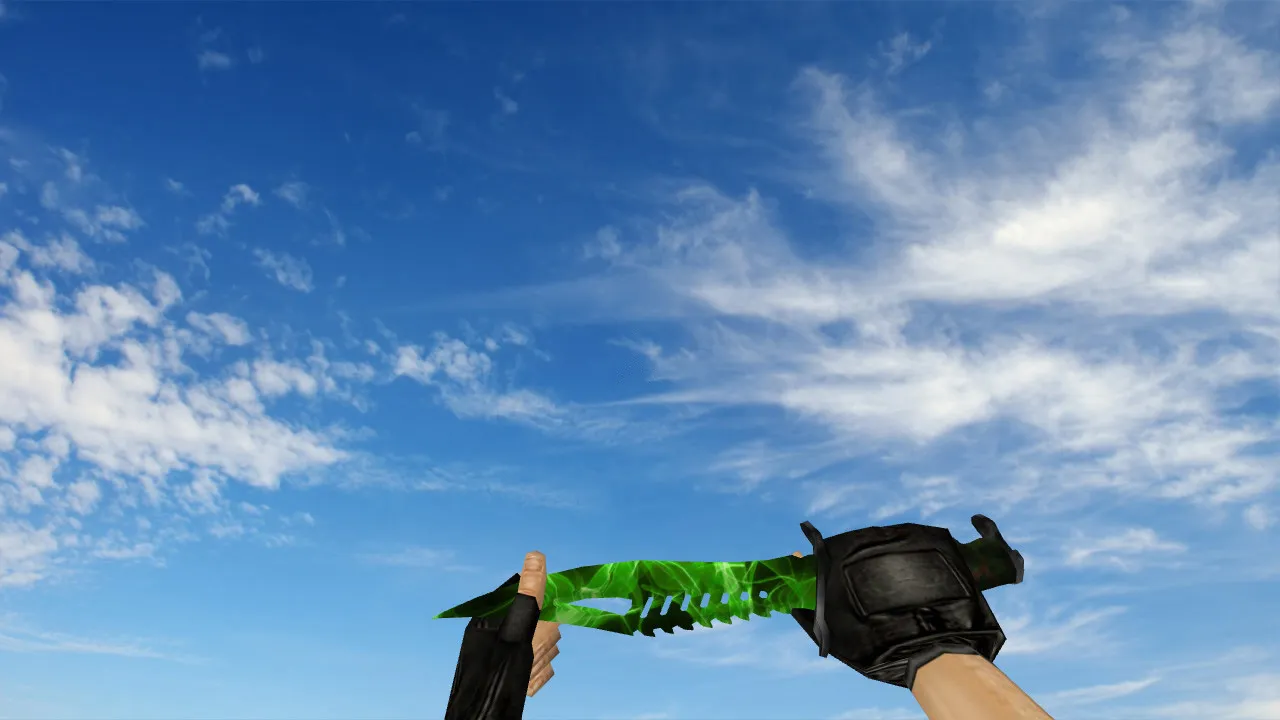 Нож Nautilus Green Fire v_knife для CS 1.6: звуки, анимация осмотра, качество текстур и точная модель - скриншот 2