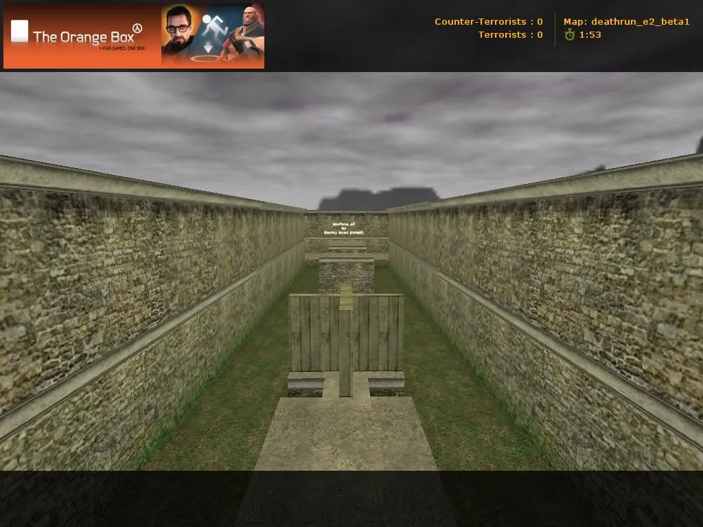 deathrun_e2_beta1 для CS 1.6: карта с ловушками, раундами на выживание и точками для тактики - скриншот 1