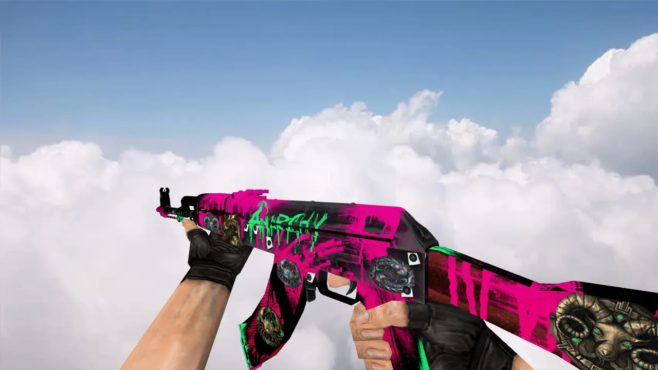 Модель v_AK47 Neon Revolution w/ stickers для CS 1.6: звуки, анимация осмотра, качество текстур — скриншот 2