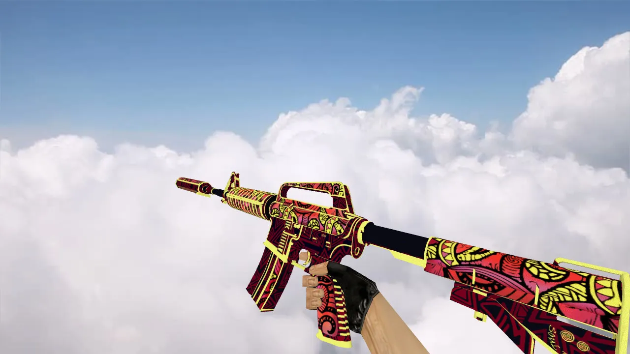 Модель M4A1 «Огонь Чантико» для CS 1.6: v_, p_, w_ модели, звуки, анимация осмотра и текстуры - скриншот 1