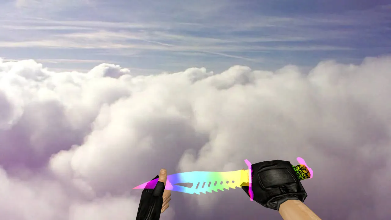 Модель ножа «Nautilus Transparent Rainbow» v_ для CS 1.6: звуки, анимация осмотра, качество текстур - скриншот 2