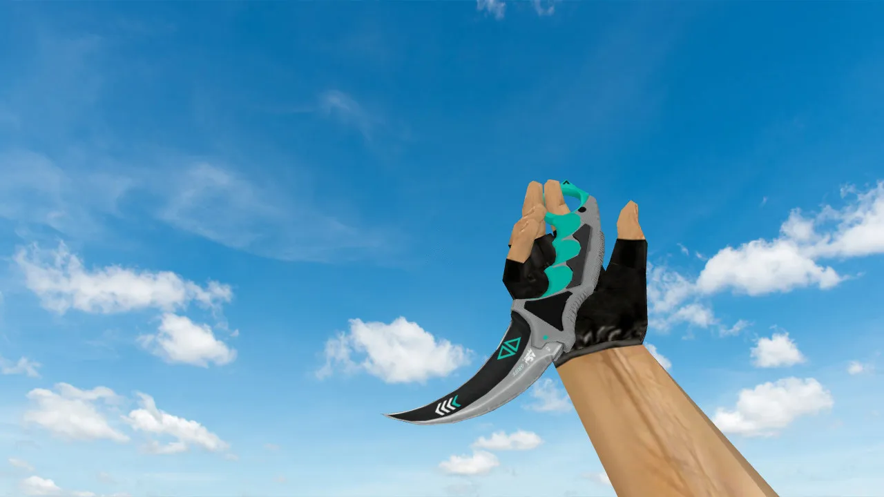Модель ножа Karambit Asiimov Reworked Blue v_model/p_model/w_model для CS 1.6: звук, анимация осмотра, качество текстур - скриншот 1