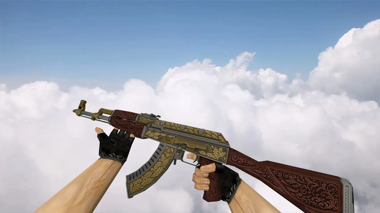 Модель v_ak47 «AK-47 Royal Platinum Gold» для CS 1.6: p_ и w_ версии, звуки, анимация осмотра - скриншот 1