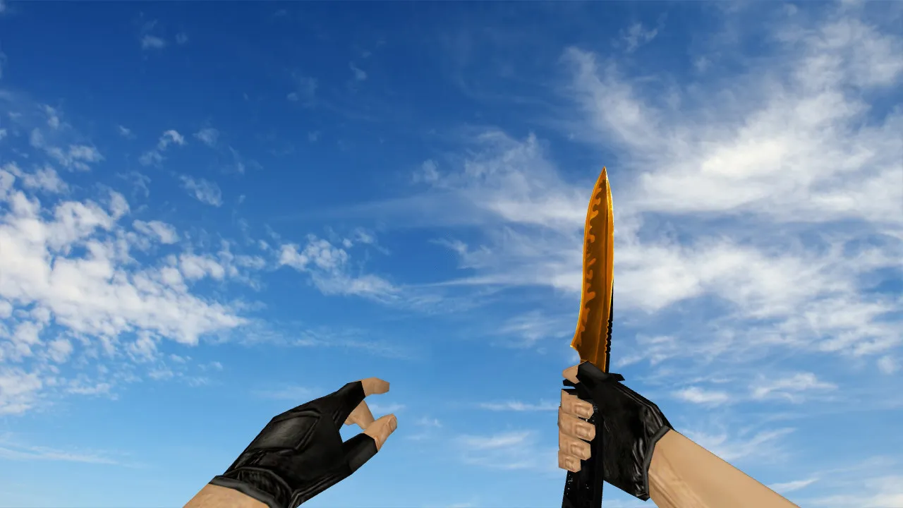 Модель «Default Knife Duality Gold» v_knife_duality_gold + p_knife_duality_gold для CS 1.6: звуки, анимация осмотра, текстуры - скриншот 1