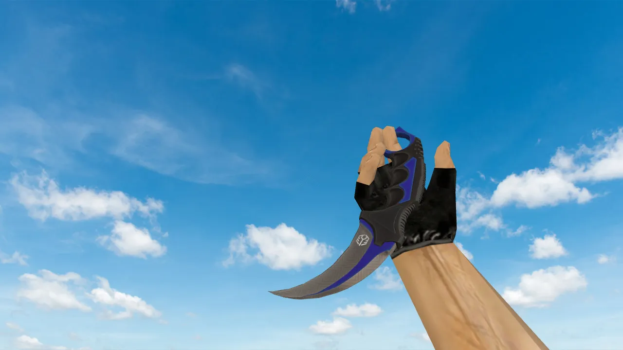 Модель v_ Karambit Automatic Blue для CS 1.6: нож, звуки, анимация осмотра и качество текстур - скриншот 1