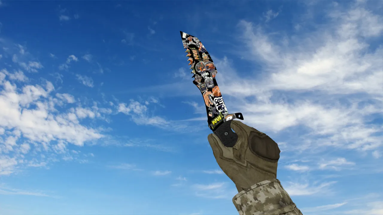 Модель v_ и p_ ножа Huntsman Knife Sticker Bomb для CS 1.6: звуки, анимация осмотра, качество текстур - скриншот 2