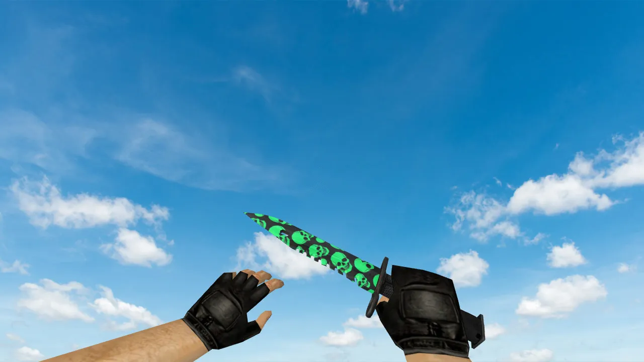 Модель ножа «M9 Bayonet Skull Pattern» для CS 1.6: v_, p_, w_ модели, звуки, анимация осмотра и текстуры - скриншот 3