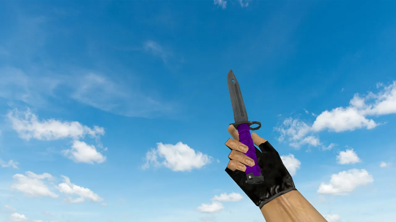 Модель «Штык-нож Ультрафиолет» v_knife_ultraviolet для CS 1.6: p_, w_ модели, звук и анимация осмотра — скриншот 1