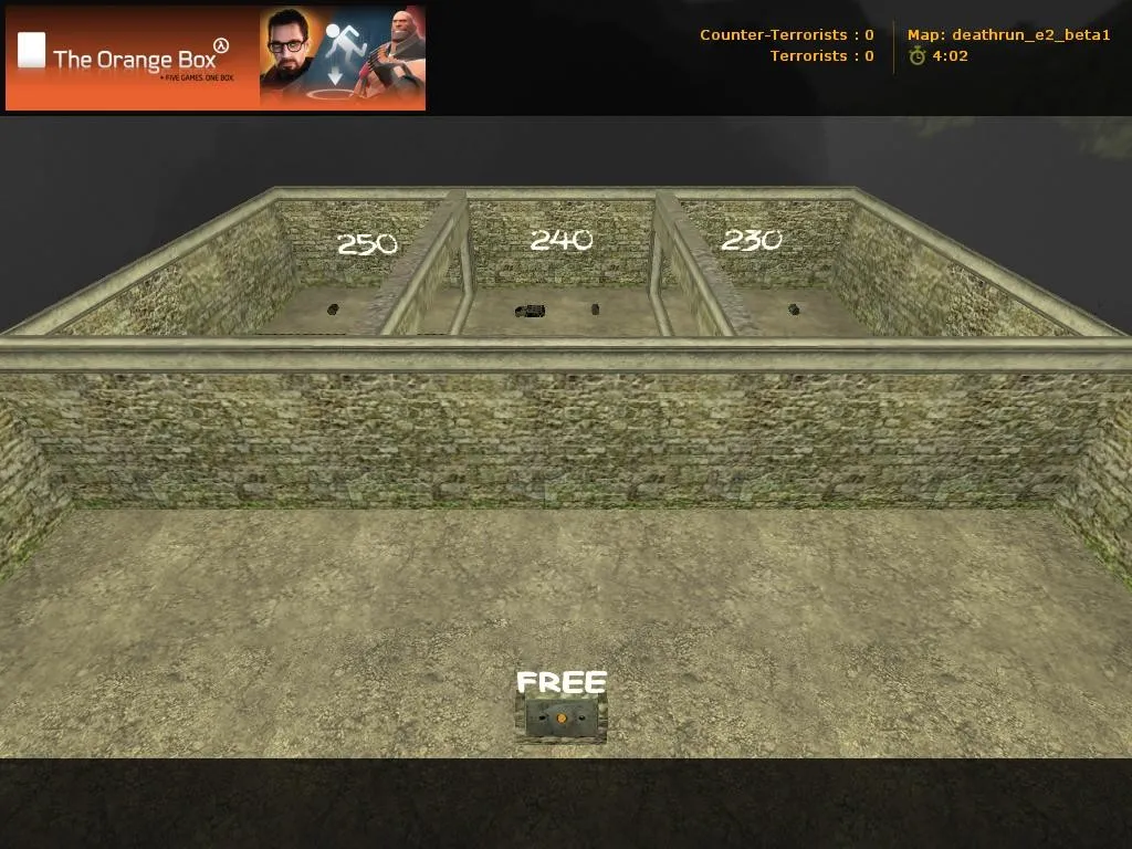 deathrun_e2_beta1 для CS 1.6: карта с ловушками, раундами на выживание и точками для тактики - скриншот 2