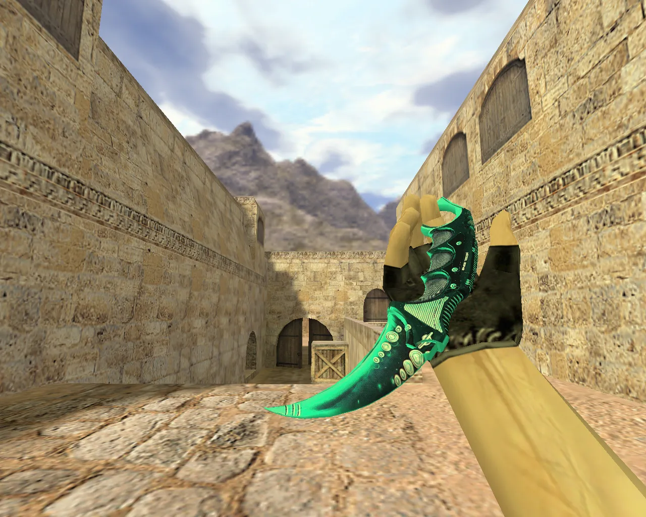 v_knife_kerambit_blue мечтатель: модель керамбита для CS 1.6 с анимацией осмотра и звуками - скриншот 1