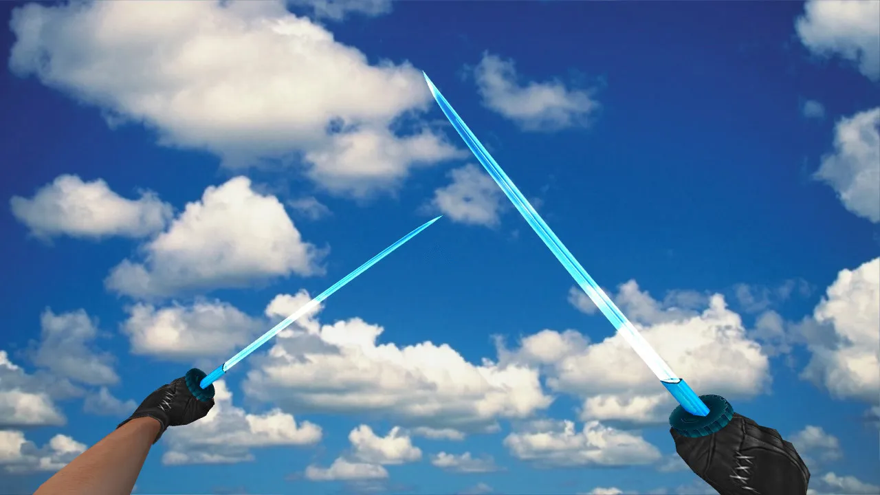 Модель ножа Dual Katana Crystal для CS 1.6: v_ и p_ модели, звуки, анимация осмотра, качество текстур - скриншот 1