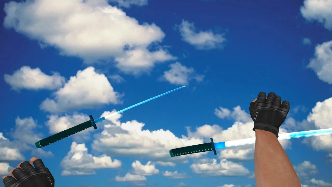 Модель ножа Dual Katana Crystal для CS 1.6: v_ и p_ модели, звуки, анимация осмотра, качество текстур - скриншот 3