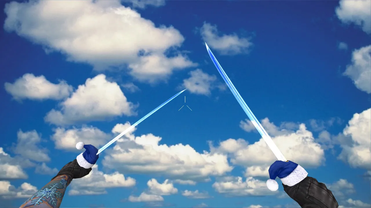 Модель ножей Dual Katana Xmas v_ модели для CS 1.6: p_ w_ анимация осмотра, звуки, качество текстур - скриншот 1