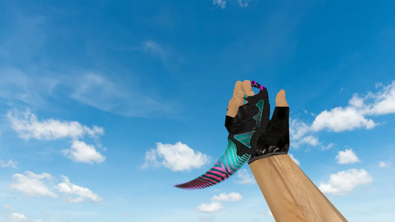 Модель v_karambit_psychedelic для CS 1.6: нож Karambit Psychedelic, p_ и w_ модели, звуки, анимация осмотра - скриншот 1
