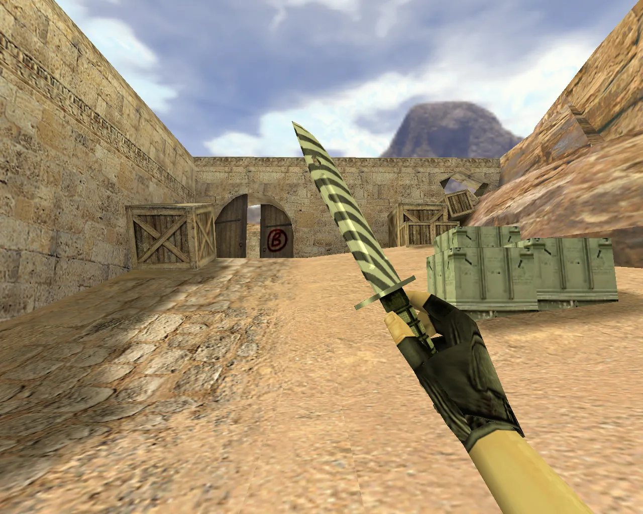 Модель «Штык-нож Зебра» v_ для CS 1.6: p_ и w_ слоты, звук, анимации осмотра, текстуры и FPS - скриншот 1