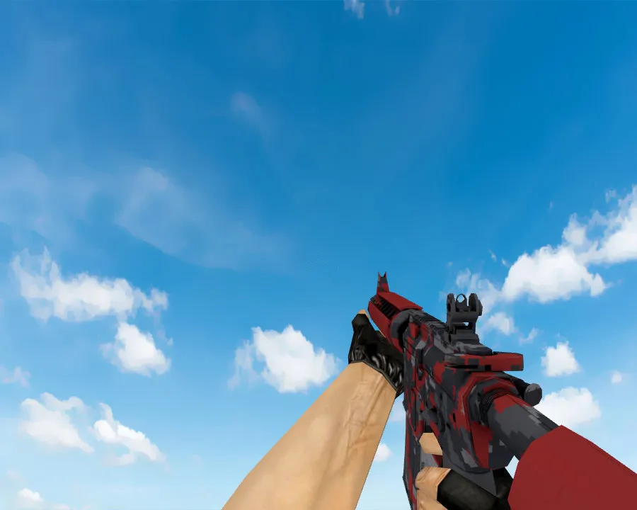 M4A4 | Red DDPAT пиксельный камуфляж «Красный» v_ модели для CS 1.6 — звук, анимация осмотра, качество текстур - скриншот 3