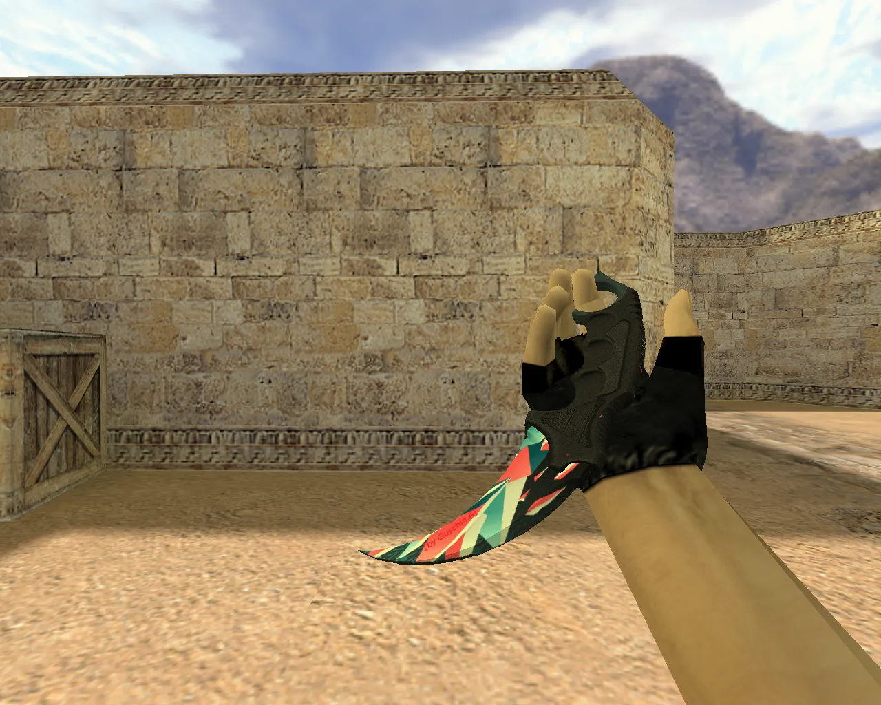 v_knife_karambit_buystvo_krask_red: Нож Керамбит «Буйство красок» для CS 1.6 - скриншот 1