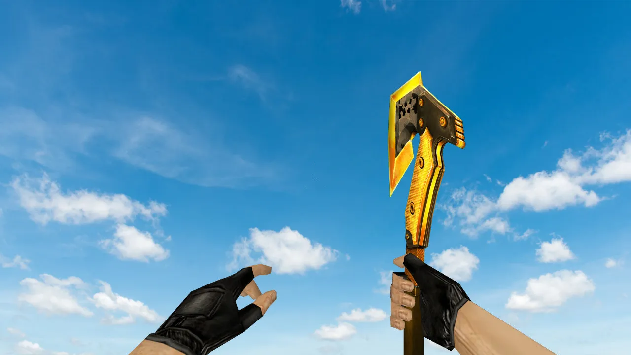 Модель ножа «CF Combat Axe Gold» для CS 1.6: v_ и p_ модели, звуки, анимация осмотра, текстуры и настройка - скриншот 1
