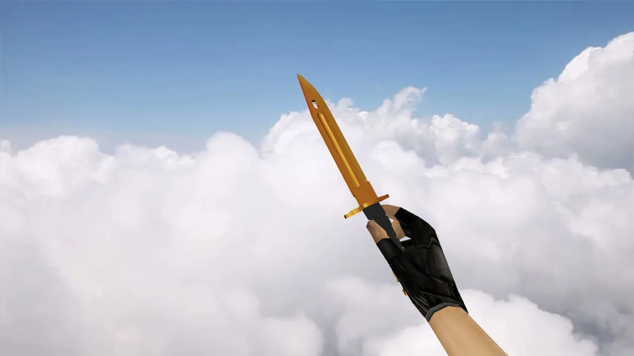 Модель ножа Штык-нож «Золотой хром» v_ p_ w_ для CS 1.6: звуки, анимация осмотра, текстуры - скриншот 2