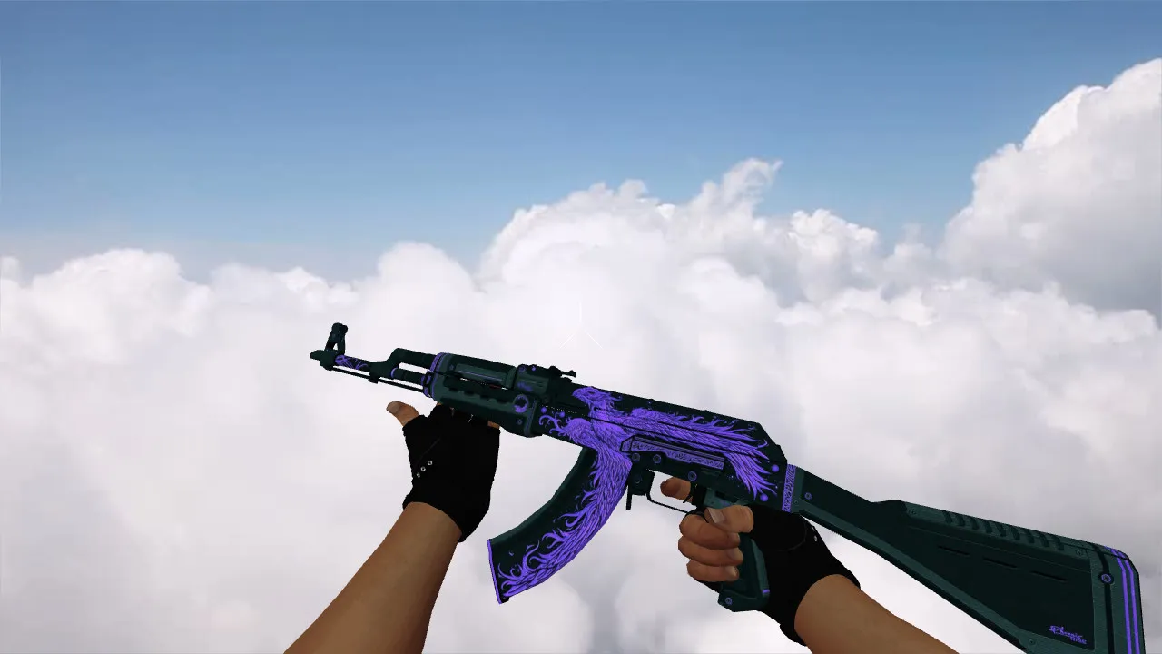 Модель v_ AK-47 Phoenix Rise Purple для CS 1.6: p_, w_ модели, звуки, анимация осмотра — скриншот 1
