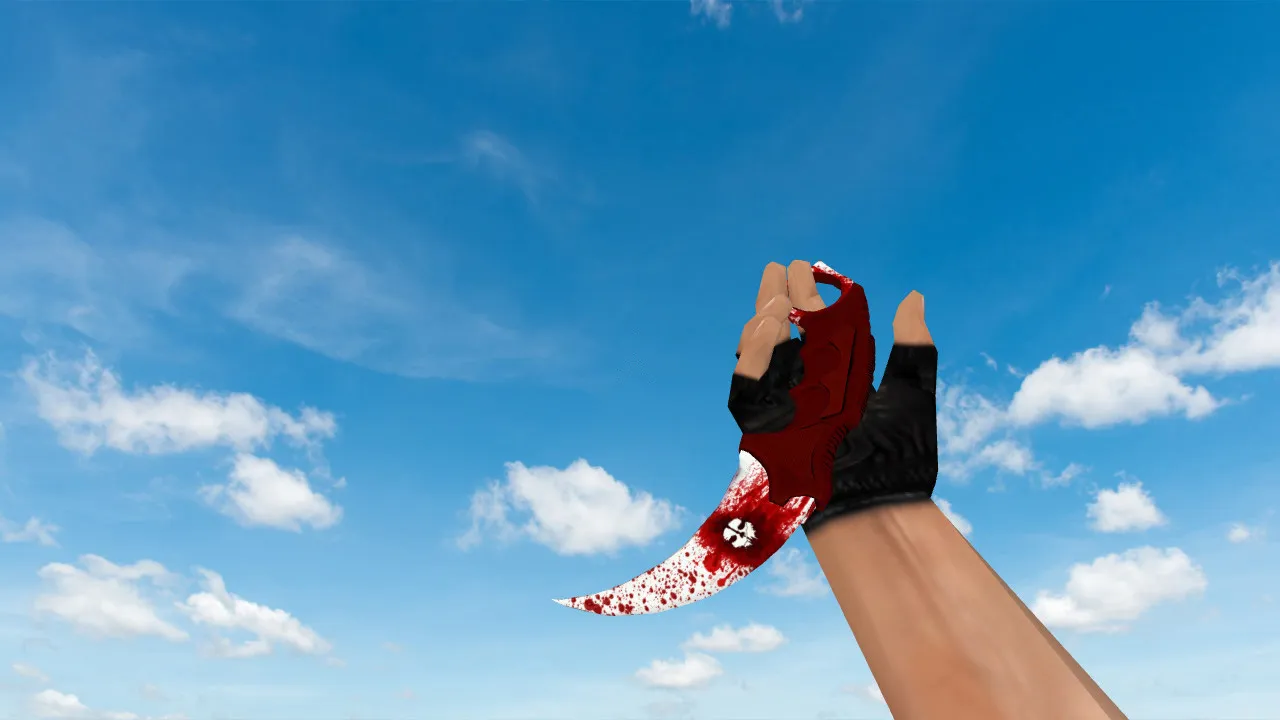 Модель ножа Karambit Blood Edge v_ для CS 1.6: p_ и w_ модели, звуки, анимация осмотра - скриншот 1