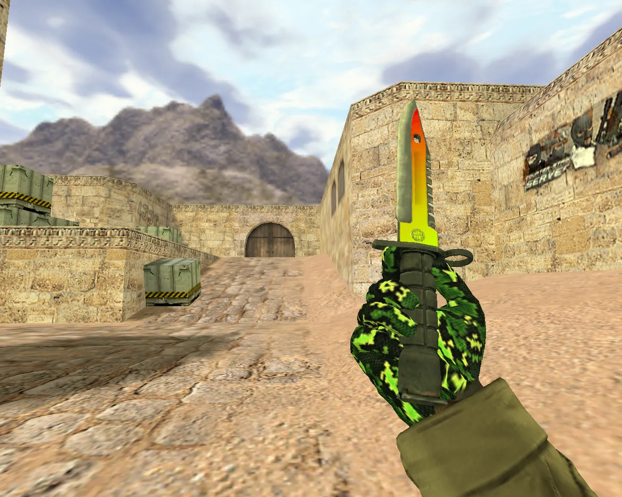 Модель v_knife M9 «Неоновый свет» для CS 1.6: звук, анимация осмотра и качество текстур - скриншот 1