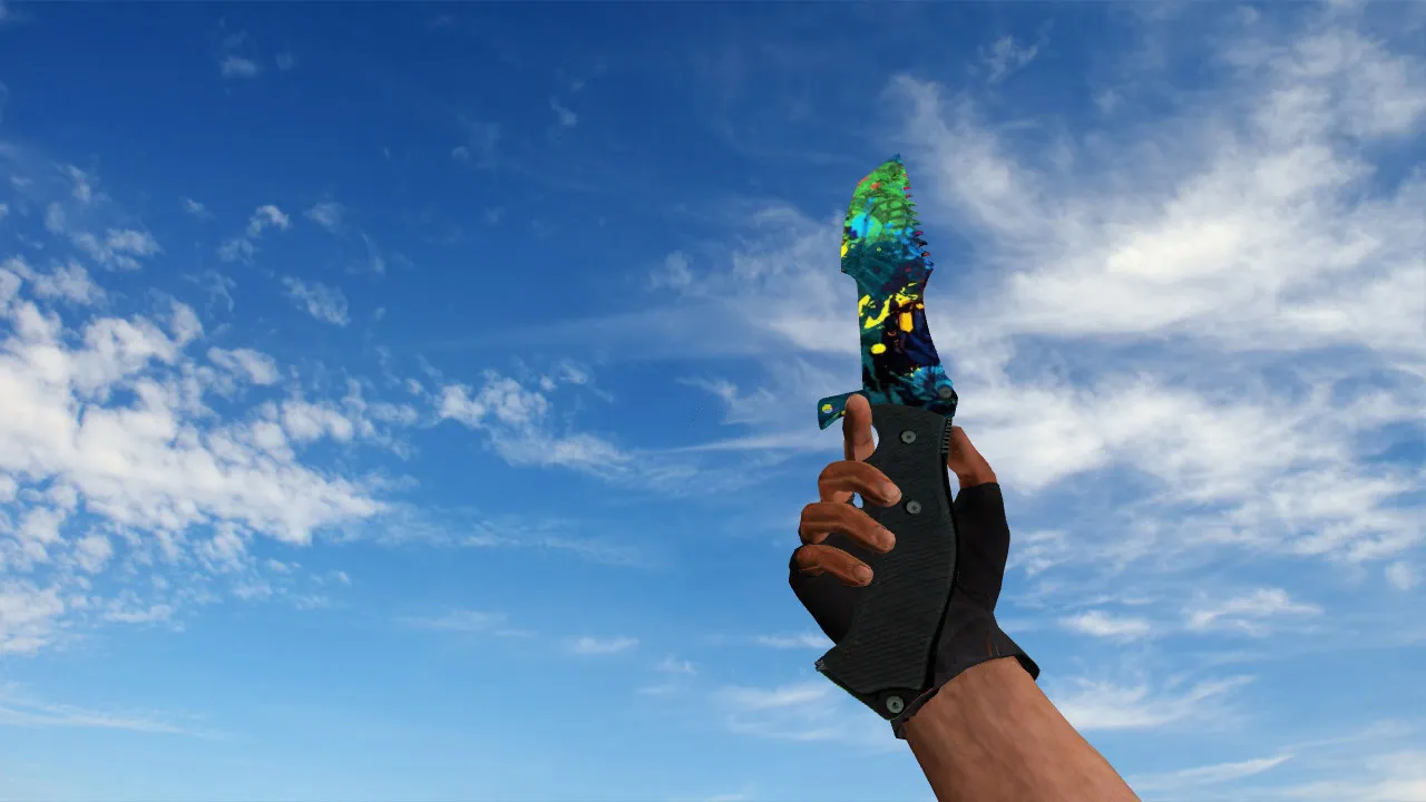 Модель ножа Huntsman Knife Paintsplash v_ для CS 1.6: звуки, анимация осмотра, v_/p_/w_ и текстуры - скриншот 1