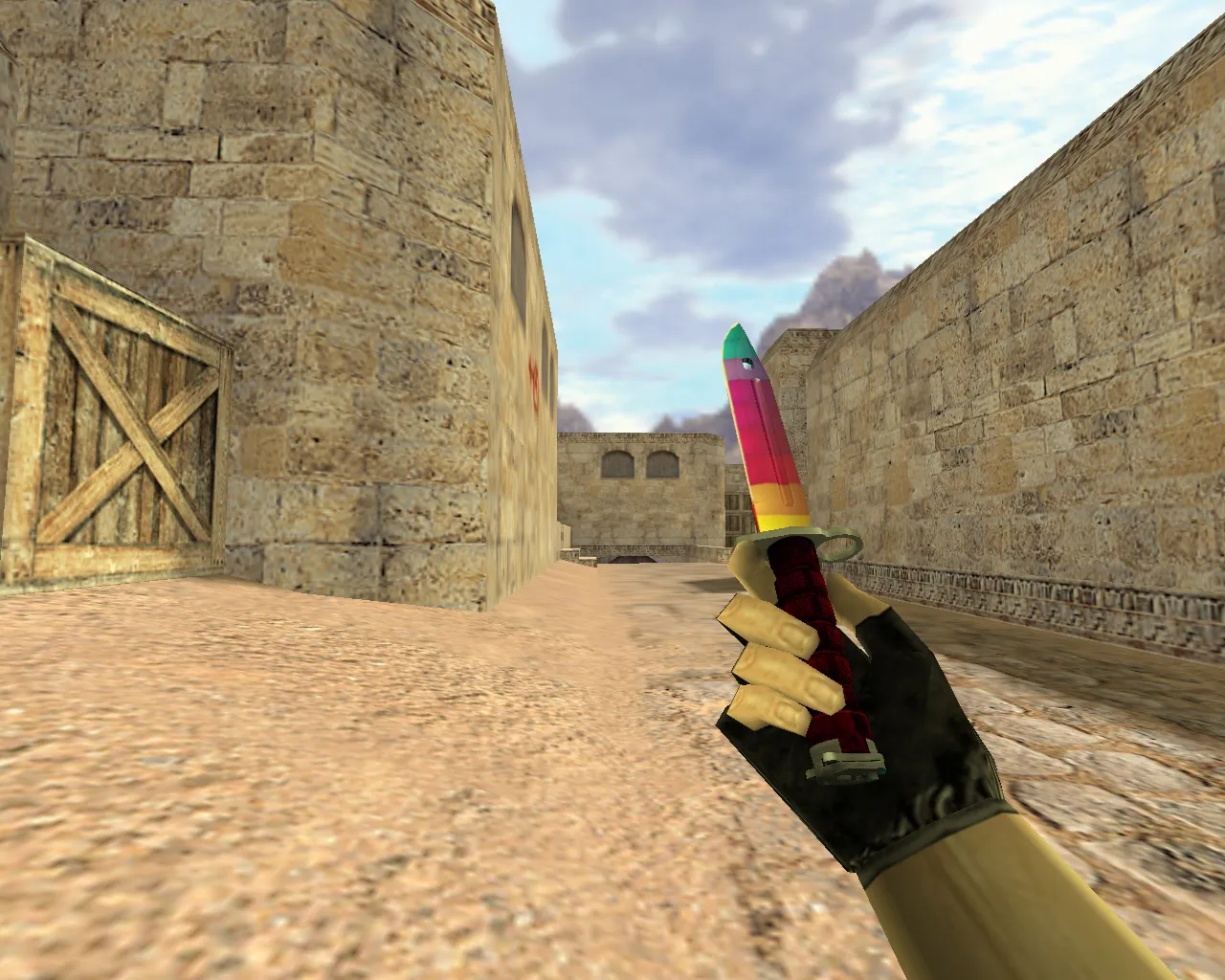 Модель «Штык-нож Радуга» v_knife p_knife w_knife для CS 1.6: звуки, анимация осмотра, качество текстур - скриншот 1