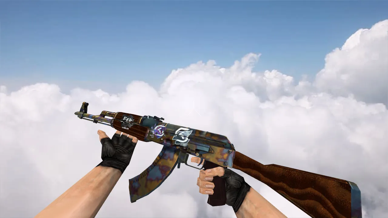 Модель АК-47 Case Hardened w/ stickers для CS 1.6: v_, p_, w_ файлы, звуки, анимация осмотра, качество текстур — скриншот 1