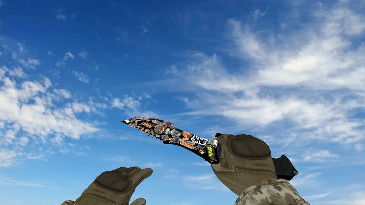 Модель v_ и p_ ножа Huntsman Knife Sticker Bomb для CS 1.6: звуки, анимация осмотра, качество текстур - скриншот 3