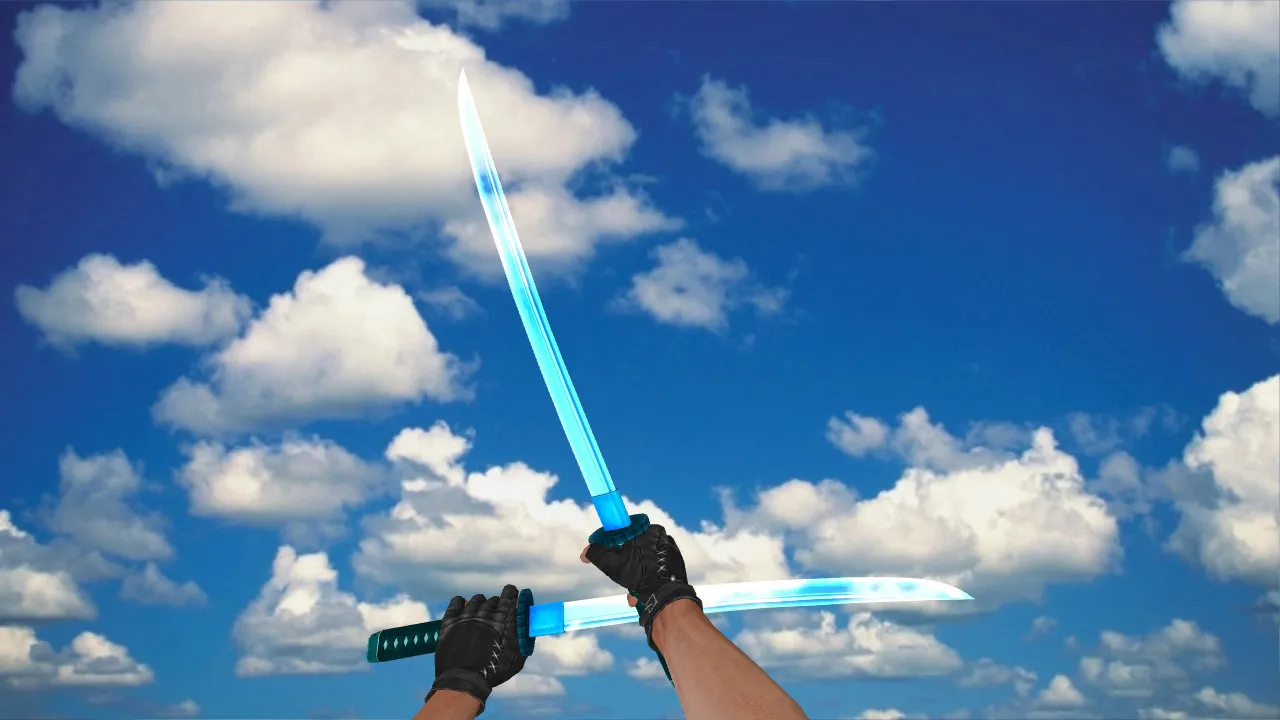 Модель ножа Dual Katana Crystal для CS 1.6: v_ и p_ модели, звуки, анимация осмотра, качество текстур - скриншот 2