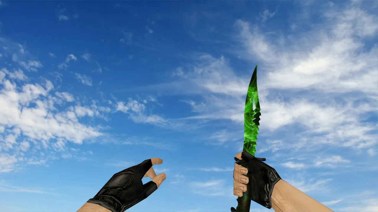 Нож Nautilus Green Fire v_knife для CS 1.6: звуки, анимация осмотра, качество текстур и точная модель - скриншот 1