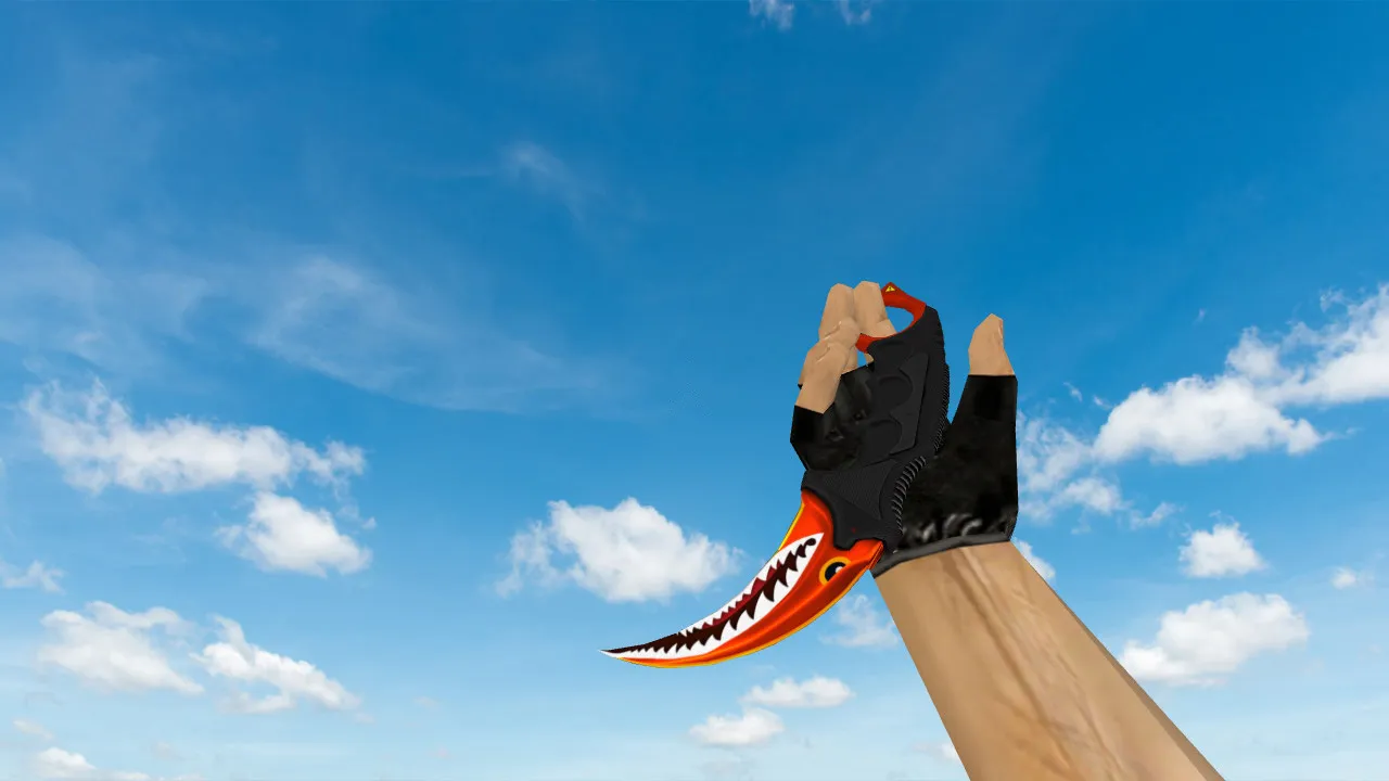 Модель ножа Karambit Aber Shark для CS 1.6: v_, p_, w_ файлы, звуки, анимация осмотра и качество текстур - скриншот 1